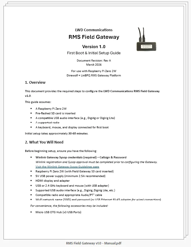 RMS Field Gateway Setup & Operations Manual cover